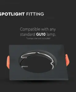 Χωνευτό φωτιστικό Spot GU10 τετράγωνο μαύρο 2 τμχ. V-TAC – 6643