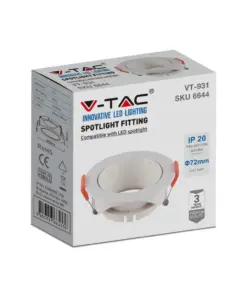 Χωνευτό φωτιστικό Spot GU10 στρογγυλό λευκό με λευκό ανακλαστήρα V-TAC – 6644