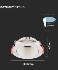 Χωνευτό φωτιστικό Spot GU10 στρογγυλό λευκό με λευκό ανακλαστήρα V-TAC – 6644