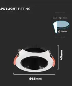 Χωνευτό φωτιστικό Spot GU10 στρογγυλό λευκό με μαύρο ανακλαστήρα V-TAC – 6645