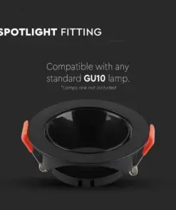 Χωνευτό φωτιστικό Spot GU10 στρογγυλό μαύρο με μαύρο ανακλαστήρα V-TAC – 6646