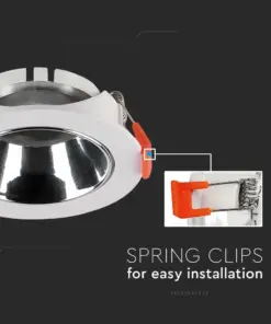 Χωνευτό φωτιστικό Spot GU10 στρογγυλό λευκό με χρώμιο ανακλαστήρα V-TAC – 6647