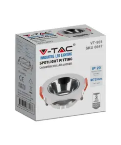Χωνευτό φωτιστικό Spot GU10 στρογγυλό λευκό με χρώμιο ανακλαστήρα V-TAC – 6647