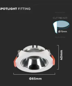 Χωνευτό φωτιστικό Spot GU10 στρογγυλό λευκό με χρώμιο ανακλαστήρα V-TAC – 6647