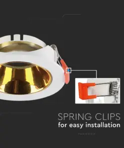 Χωνευτό φωτιστικό Spot GU10 στρογγυλό λευκό με χρυσό ανακλαστήρα V-TAC – 6648