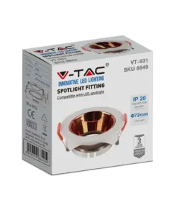 Χωνευτό φωτιστικό Spot GU10 στρογγυλό λευκό με ροζ χαλκό ανακλαστήρα V-TAC – 6649