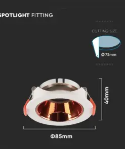 Χωνευτό φωτιστικό Spot GU10 στρογγυλό λευκό με ροζ χαλκό ανακλαστήρα V-TAC – 6649