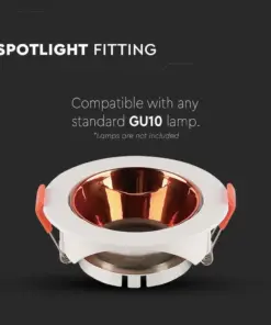 Χωνευτό φωτιστικό Spot GU10 στρογγυλό λευκό με ροζ χαλκό ανακλαστήρα V-TAC – 6649