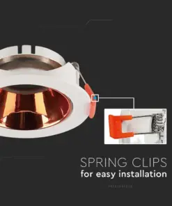 Χωνευτό φωτιστικό Spot GU10 στρογγυλό λευκό με ροζ χαλκό ανακλαστήρα V-TAC – 6649