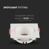 Χωνευτό φωτιστικό Spot GU10 τετράγωνο λευκό με λευκό ανακλαστήρα V-TAC – 6650