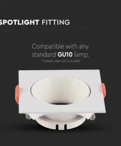 Χωνευτό φωτιστικό Spot GU10 τετράγωνο λευκό με λευκό ανακλαστήρα V-TAC – 6650