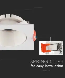 Χωνευτό φωτιστικό Spot GU10 τετράγωνο λευκό με λευκό ανακλαστήρα V-TAC – 6650