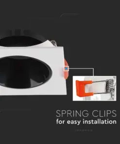 Χωνευτό φωτιστικό Spot GU10 τετράγωνο λευκό με μαύρο ανακλαστήρα V-TAC – 6651