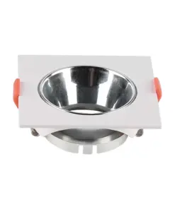 Χωνευτό φωτιστικό Spot GU10 τετράγωνο λευκό με χρώμιο ανακλαστήρα V-TAC – 6653