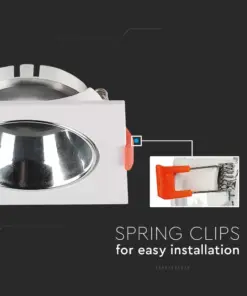 Χωνευτό φωτιστικό Spot GU10 τετράγωνο λευκό με χρώμιο ανακλαστήρα V-TAC – 6653