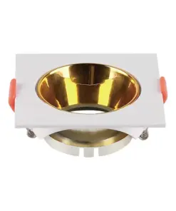 Χωνευτό φωτιστικό Spot GU10 τετράγωνο λευκό με χρυσό ανακλαστήρα V-TAC – 6654