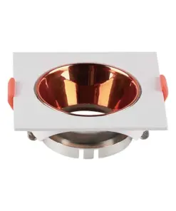 Χωνευτό φωτιστικό Spot GU10 τετράγωνο λευκό με ροζ χαλκό ανακλαστήρα V-TAC – 6655