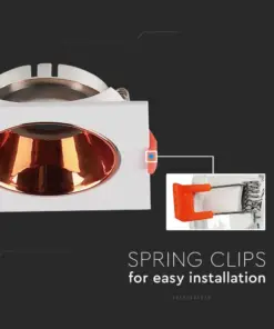 Χωνευτό φωτιστικό Spot GU10 τετράγωνο λευκό με ροζ χαλκό ανακλαστήρα V-TAC – 6655