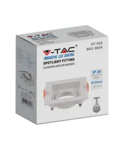 Χωνευτό φωτιστικό Spot GU10 τετράγωνο λευκό κινητό V-TAC – 6656