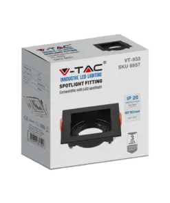 Χωνευτό φωτιστικό Spot GU10 τετράγωνο μαύρο κινητό V-TAC – 6657