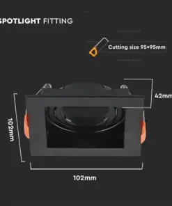 Χωνευτό φωτιστικό Spot GU10 τετράγωνο μαύρο κινητό V-TAC – 6657