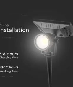 Ηλιακό Φωτιστικό Κήπου Καρφί LED 2W Μαύρο V-TAC Αδιάβροχο IP65 Θερμό 3000K – 6660