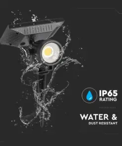 Ηλιακό Φωτιστικό Κήπου Καρφί LED 2W Μαύρο V-TAC Αδιάβροχο IP65 Θερμό 3000K – 6660