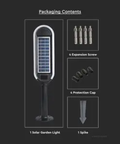 LED ηλιακό φωτιστικό κήπου 5W IP65 θερμό λευκό 3000K με ανιχνευτή κίνησης & φωτός με μαύρο σώμα V-TAC – 6666