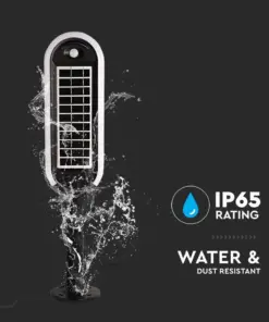 LED ηλιακό φωτιστικό κήπου 5W IP65 φυσικό λευκό 4000K με ανιχνευτή κίνησης & φωτός με μαύρο σώμα V-TAC – 6665