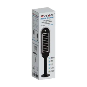 LED ηλιακό φωτιστικό κήπου 5W IP65 θερμό λευκό 3000K με ανιχνευτή κίνησης & φωτός με μαύρο σώμα V-TAC – 6666