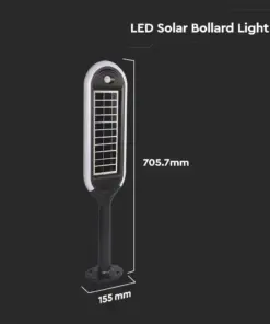 LED ηλιακό φωτιστικό κήπου 5W IP65 θερμό λευκό 3000K με ανιχνευτή κίνησης & φωτός με μαύρο σώμα V-TAC – 6666