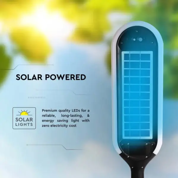 LED ηλιακό φωτιστικό κήπου 5W IP65 θερμό λευκό 3000K με ανιχνευτή κίνησης & φωτός με μαύρο σώμα V-TAC – 6666