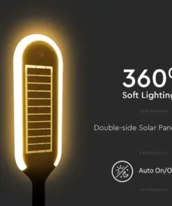 LED ηλιακό φωτιστικό κήπου 5W IP65 θερμό λευκό 3000K με ανιχνευτή κίνησης & φωτός με μαύρο σώμα V-TAC – 6666