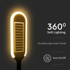 LED ηλιακό φωτιστικό κήπου 5W IP65 θερμό λευκό 3000K με ανιχνευτή κίνησης & φωτός με μαύρο σώμα V-TAC – 6666