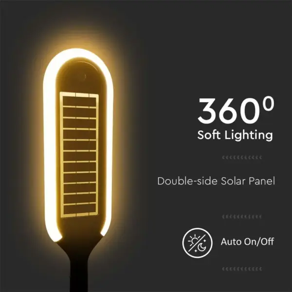 LED ηλιακό φωτιστικό κήπου 5W IP65 θερμό λευκό 3000K με ανιχνευτή κίνησης & φωτός με μαύρο σώμα V-TAC – 6666