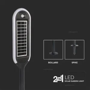 LED ηλιακό φωτιστικό κήπου 5W IP65 θερμό λευκό 3000K με ανιχνευτή κίνησης & φωτός με μαύρο σώμα V-TAC – 6666