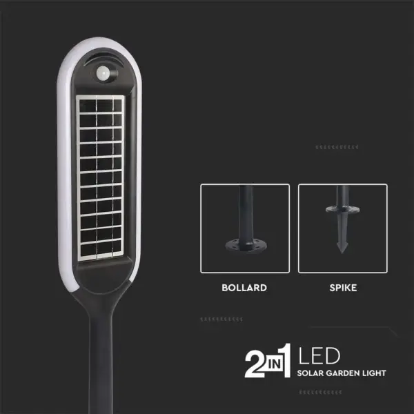LED ηλιακό φωτιστικό κήπου 5W IP65 θερμό λευκό 3000K με ανιχνευτή κίνησης & φωτός με μαύρο σώμα V-TAC – 6666