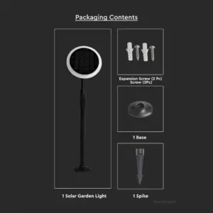LED Ηλιακό Φωτιστικό Κήπου 3W IP65 Μαύρο Σώμα θερμό 3000K   Συσκευασία (2Τμχ)  V-TAC – 6668