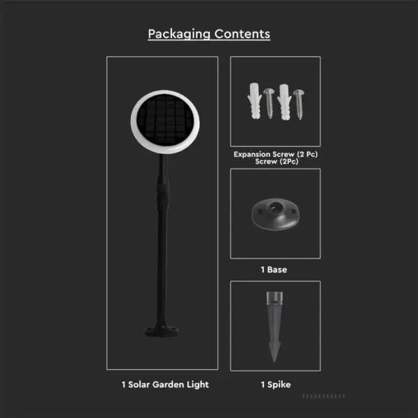 LED Ηλιακό Φωτιστικό Κήπου 3W IP65 Μαύρο Σώμα θερμό 3000K   Συσκευασία (2Τμχ)  V-TAC – 6668