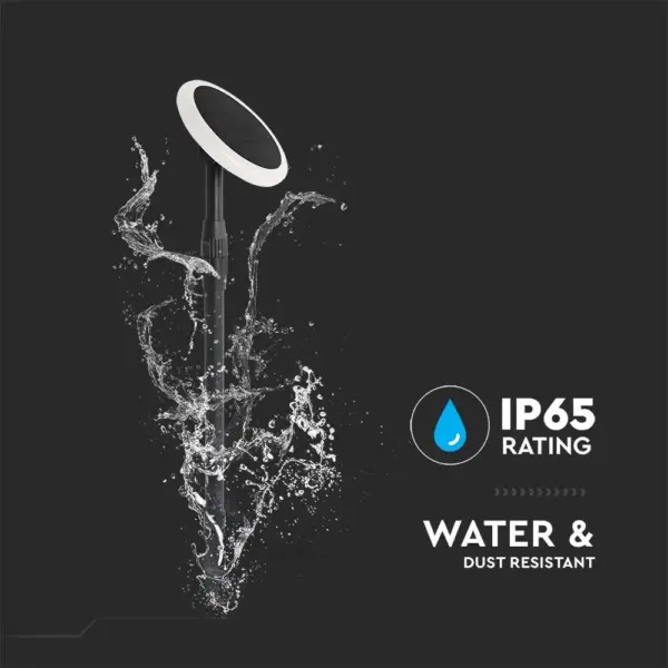 LED Ηλιακό Φωτιστικό Κήπου 3W IP65 Μαύρο Σώμα θερμό 3000K   Συσκευασία (2Τμχ)  V-TAC – 6668