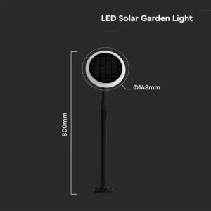 LED Ηλιακό Φωτιστικό Κήπου 3W IP65 Μαύρο Σώμα θερμό 3000K   Συσκευασία (2Τμχ)  V-TAC – 6668