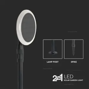 LED Ηλιακό Φωτιστικό Κήπου 3W IP65 Μαύρο Σώμα θερμό 3000K   Συσκευασία (2Τμχ)  V-TAC – 6668