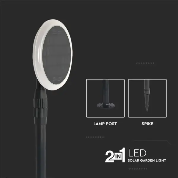 LED Ηλιακό Φωτιστικό Κήπου 3W IP65 Μαύρο Σώμα θερμό 3000K   Συσκευασία (2Τμχ)  V-TAC – 6668