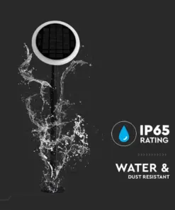 LED ρυθμιζόμενο ηλιακό φωτιστικό κήπου 8W IP65 φυσικό λευκό 4000K με ανιχνευτή φωτός με μαύρο σώμα V-TAC – 6669