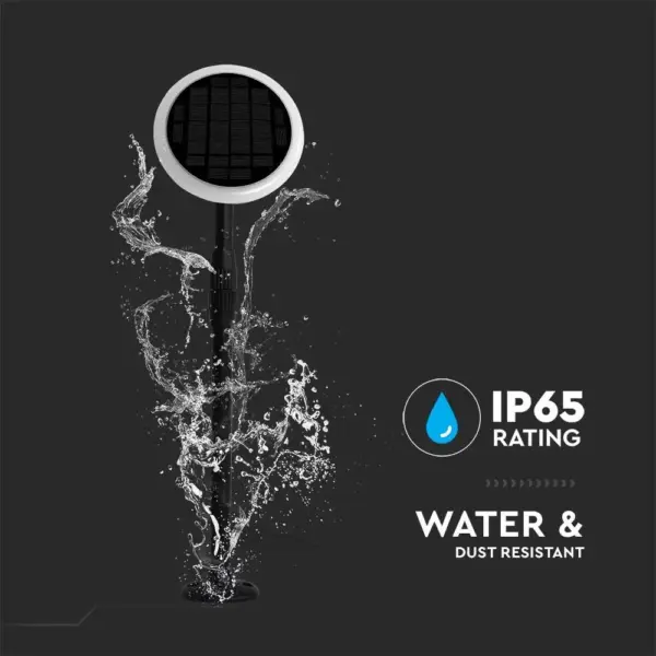 LED ρυθμιζόμενο ηλιακό φωτιστικό κήπου 8W IP65 φυσικό λευκό 4000K με ανιχνευτή φωτός με μαύρο σώμα V-TAC – 6669