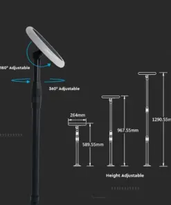 LED ρυθμιζόμενο ηλιακό φωτιστικό κήπου 8W IP65 φυσικό λευκό 4000K με ανιχνευτή φωτός με μαύρο σώμα V-TAC – 6669