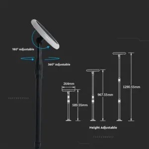 LED ρυθμιζόμενο ηλιακό φωτιστικό κήπου 8W IP65 φυσικό λευκό 4000K με ανιχνευτή φωτός με μαύρο σώμα V-TAC – 6669