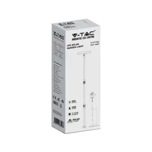 LED ρυθμιζόμενο ηλιακό φωτιστικό κήπου 8W IP65 φυσικό λευκό 4000K με ανιχνευτή φωτός με μαύρο σώμα V-TAC – 6669