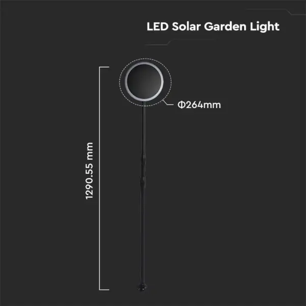 LED ρυθμιζόμενο ηλιακό φωτιστικό κήπου 8W IP65 φυσικό λευκό 4000K με ανιχνευτή φωτός με μαύρο σώμα V-TAC – 6669