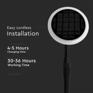 LED ρυθμιζόμενο ηλιακό φωτιστικό κήπου 8W IP65 φυσικό λευκό 4000K με ανιχνευτή φωτός με μαύρο σώμα V-TAC – 6669